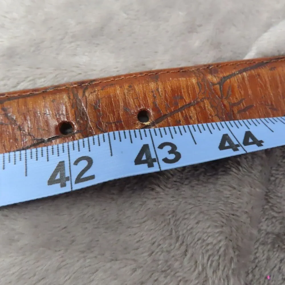Vintage Brighton Unisex Brown Leather Silver Buckle Croc Embossed Belt‎ Size 40